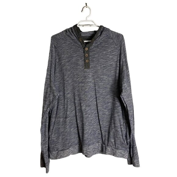 Salute by Levelwear Men's Heather Blue Sweatshirt Henley Hoodie - Picture 1 of 7